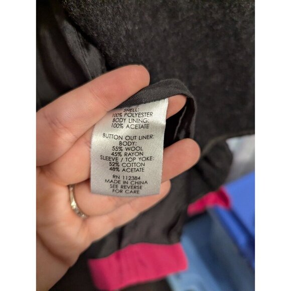 Calvin Klein Womens Magenta Pink Rain Jacket Wool Lined Peacoat Belted Size 6 - Picture 13 of 14